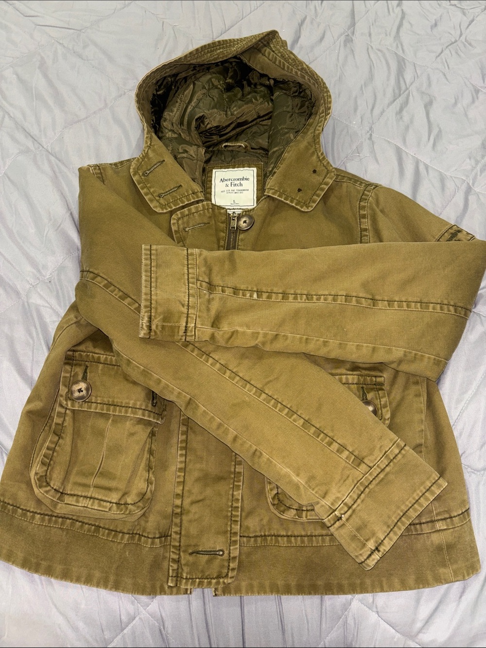 Abercrombie & Fitch Olive Utility Hooded Jacket - Picture 2 of 2